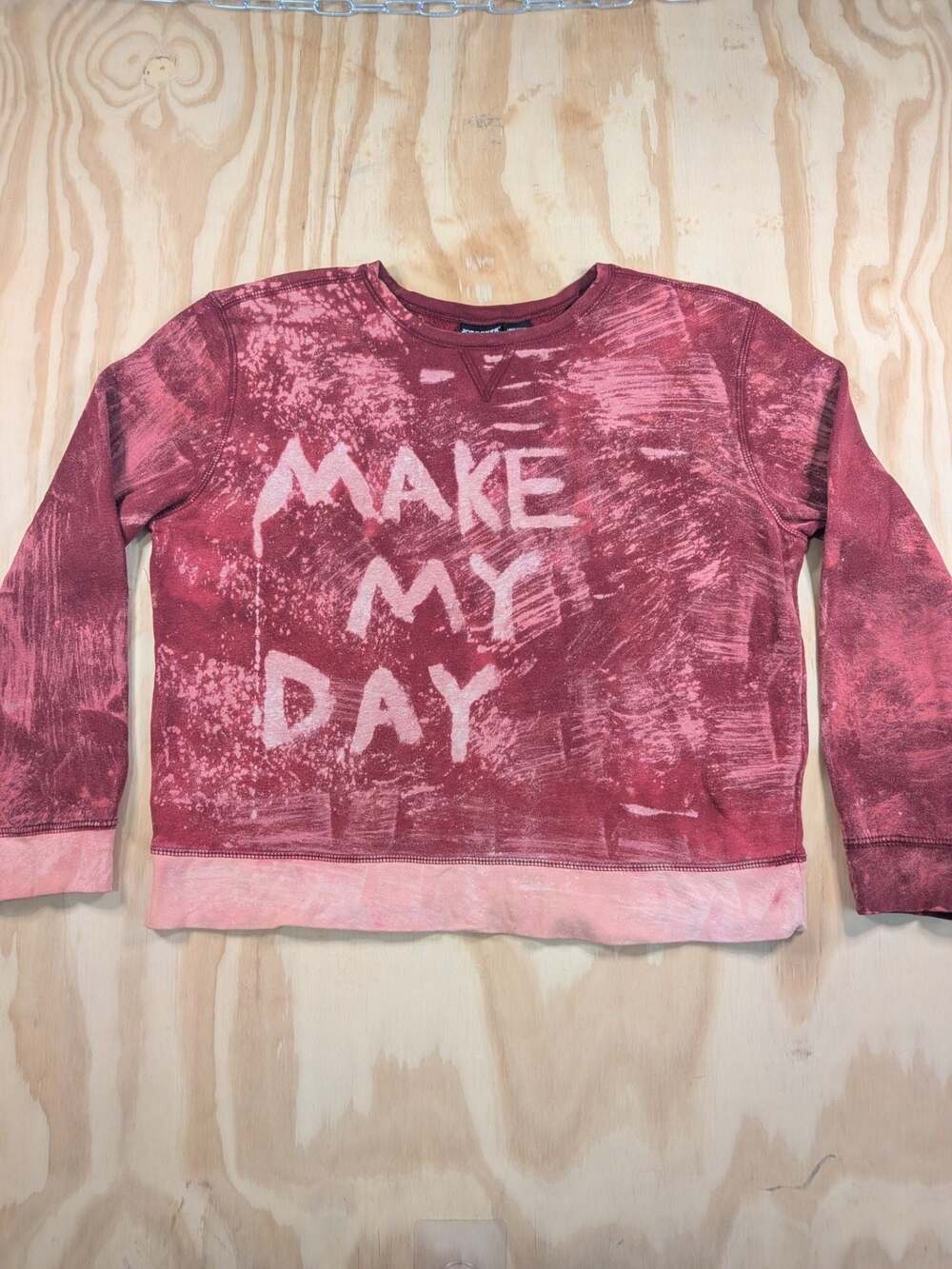 Joe Boxer Make My Day Bleach Washed Crewneck Streetwear Sweatshirt.
